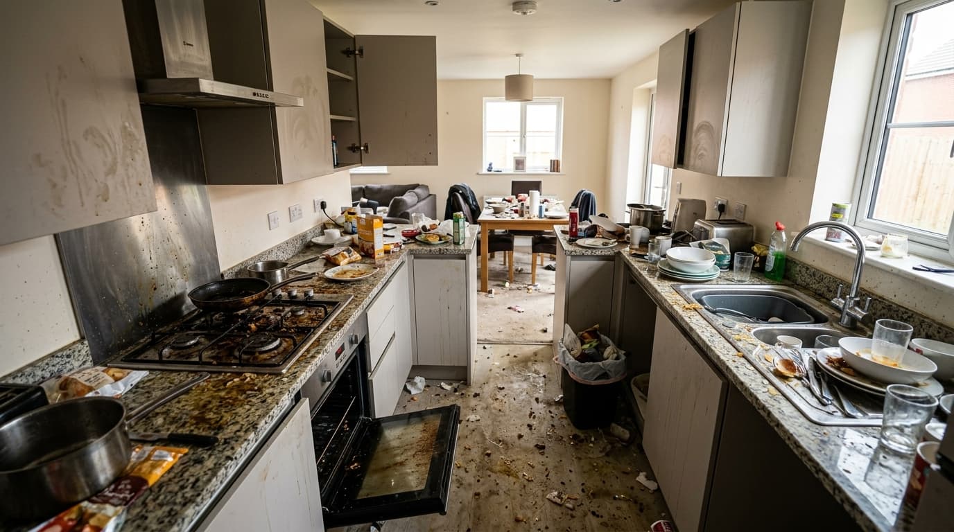 End of tenancy kitchen — before cleaning