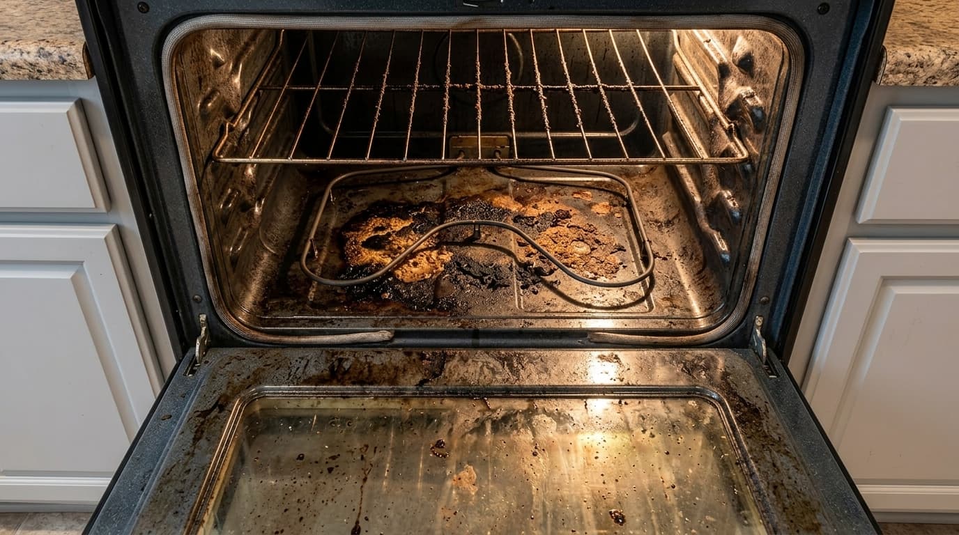 Oven deep clean — before cleaning